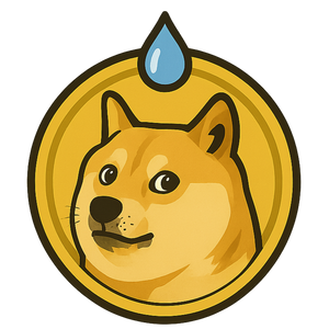 Logo of a dog with a water droplet above its head and 'dogefaucet.com' text below on a white background.